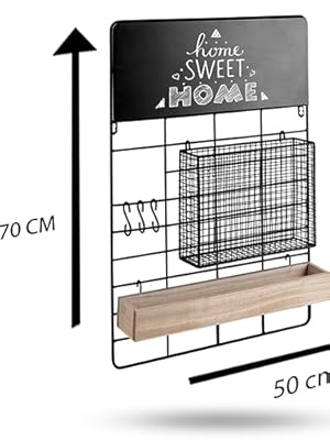 LIFA LIVING Wand Organizer mit Tafel und Haken, Wandregal im nordischen