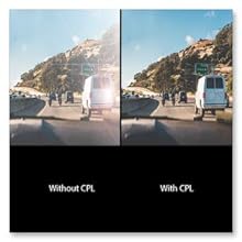 The CPL Circular Polarizing Lens Filter reduces reflection and glare windshields road sign clear
