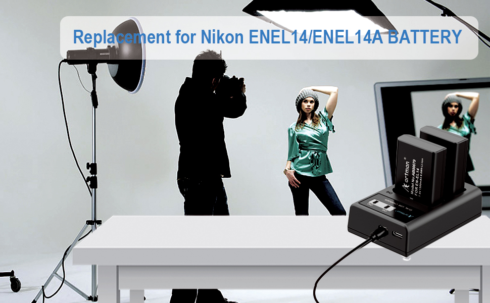 ENEL14 ENEL14A Artman Battery 2Pack (1300mAhx2) & LCD