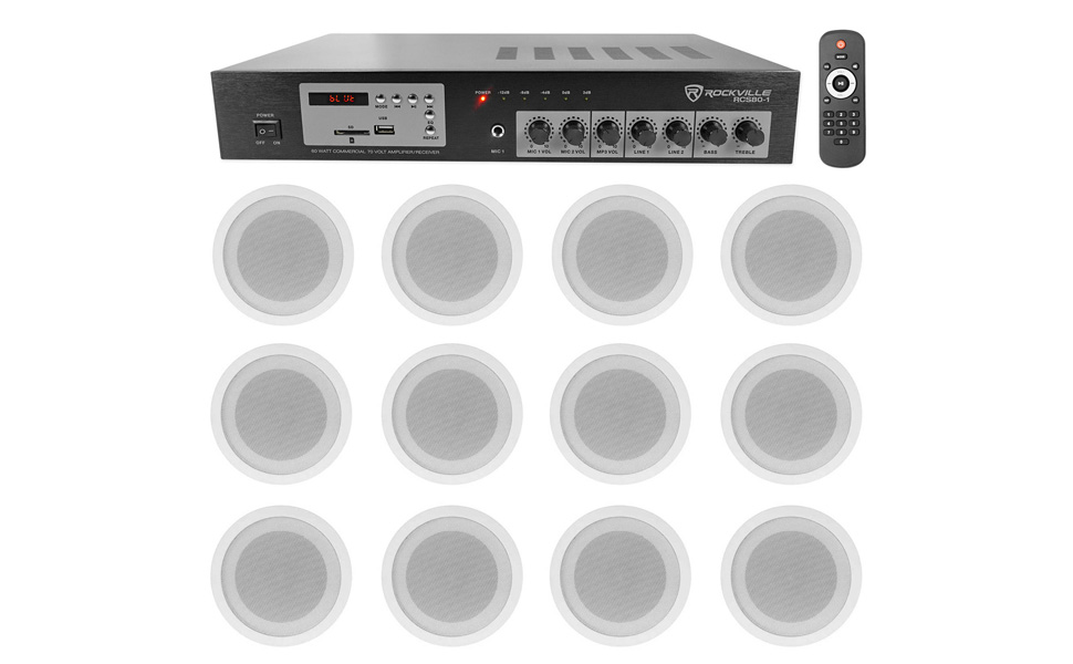 Amazon Com Rockville Commercial 70v Amp 12 White 5 Ceiling