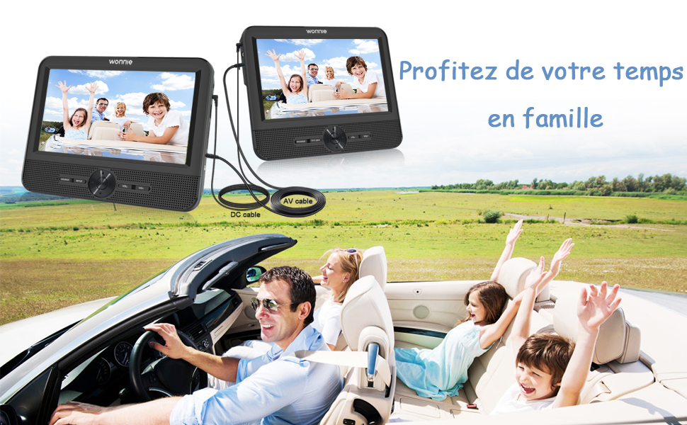 FANGOR Double Screen Car DVD Player for Children 10.1 Inches (1 DVD