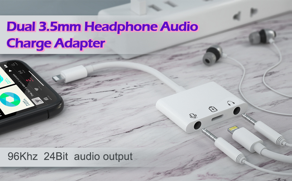 iPhone Headphones Adapter Apple MFI Certified 3.5mm Audio