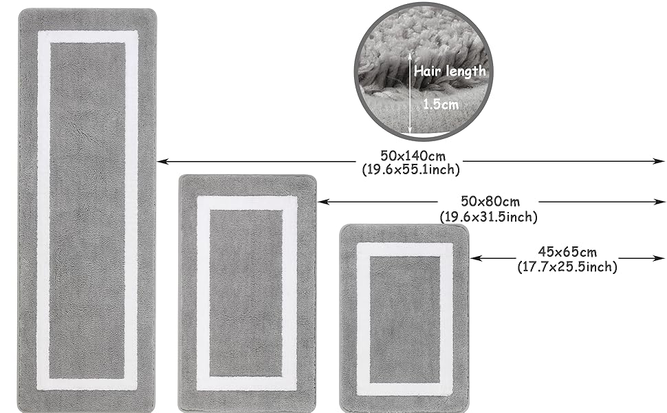 Famibay Bath Mat Non Slip 50x140cm Bathroom Mat Machine Washable Bath