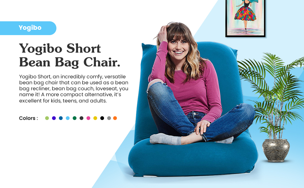yogibo(midi～short) Yogibo Short Bean Bag Chair for Teens, Adults, Plush, Soft