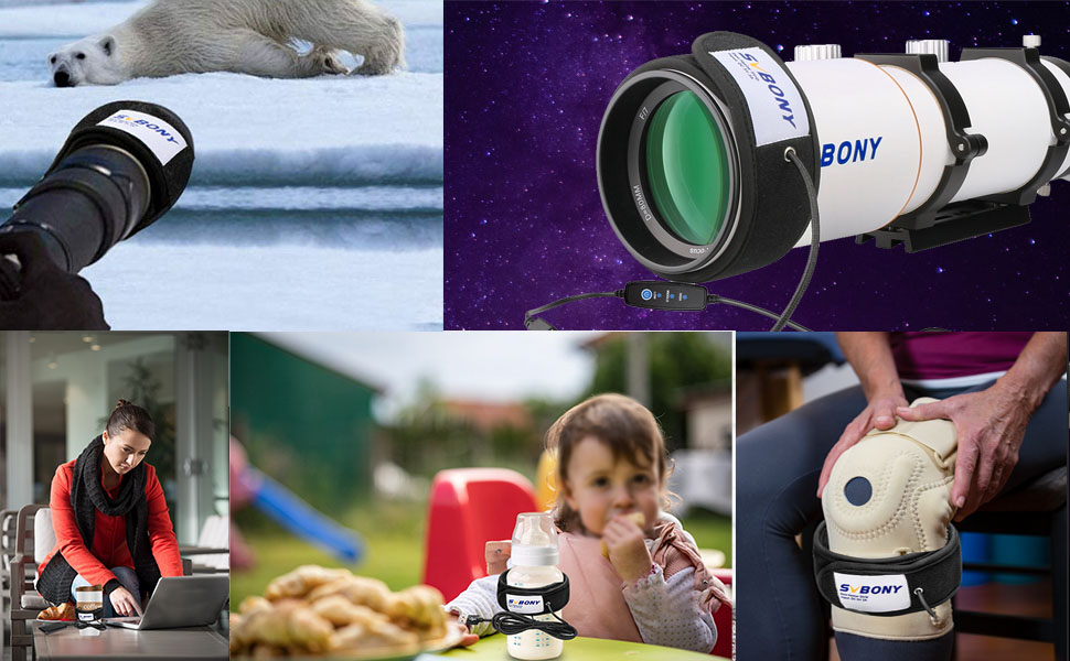 SVBONY SV172 Lens Warmer, 400mm Lens Heater Warmer Dew, 3 Gear