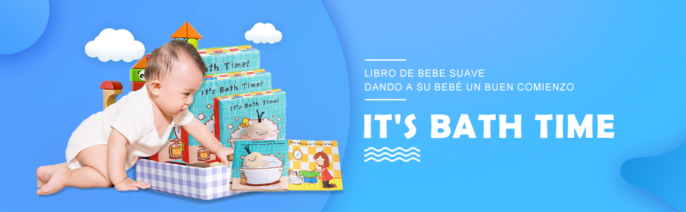 Libros Blandos para Bebé, Libro de Tela Bebé Aprendizaje y Educativo Libro para Bebé Recién Nacido Niños, Juguetes y Aprendizaje, Its Bath Time, Estimula los Sentidos del Bebé (Blue): Amazon.es: Juguetes y