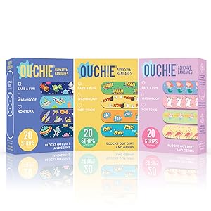 Ouchie Printed Bandages Bandaids kids fun stickers band-aid boy girl adhesive waterproof