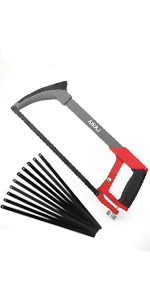 Scie à Métaux Multifonctionnelle Avec 6 Lames De Scie En Acier AIRAJ Scie à Métaux à Cadre Réglable Avec Lame Interchangeable Scie à Métaux Pour Couper Le Bois, L'acier, Les Tuyaux En PVC Et La Viande 22