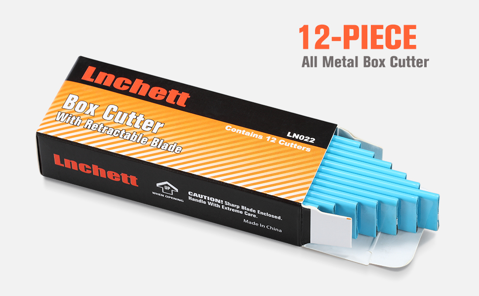 Lnchett Box Cutter, 12 Piece Retractable Cardboard Cutter for Packages