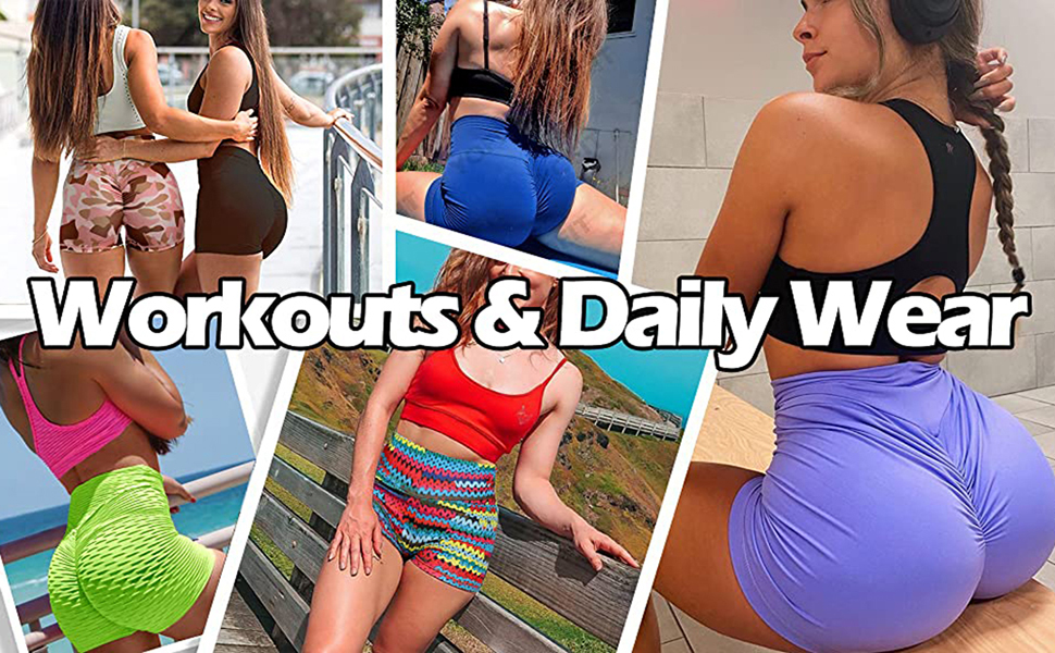 BZB Women's Workout Shorts High Waist Yoga Butt Lifting Ruched Scrunch