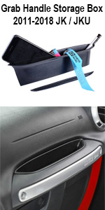 GrabTray Passenger Grab Handle Storage Box for 2011-2018 Jeep Wrangler JK JKU Organizer Tray