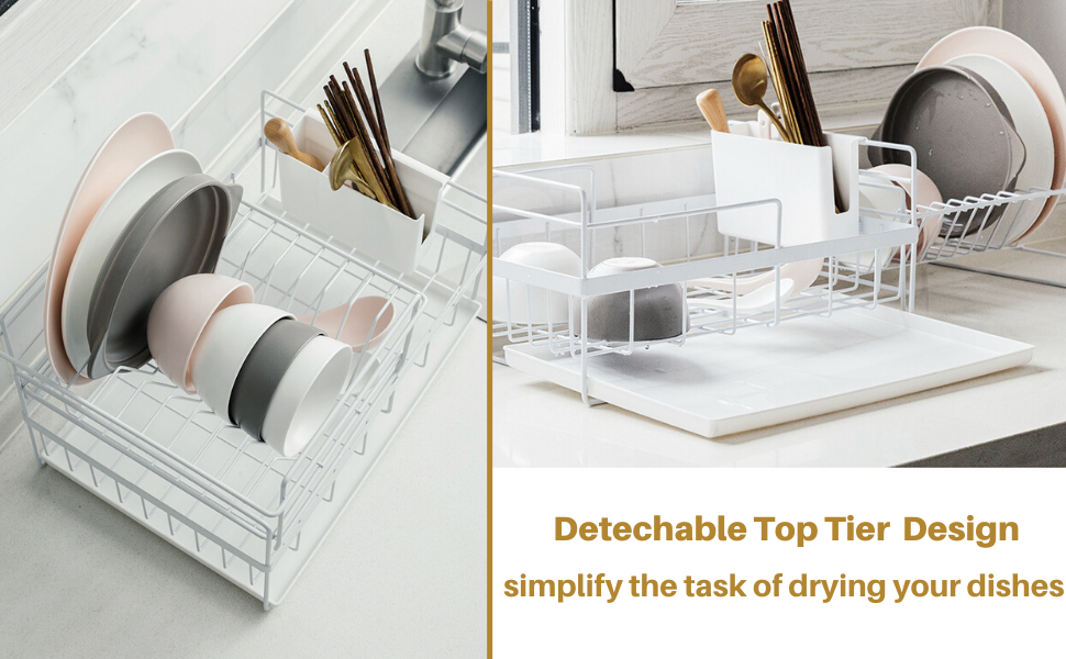 SUNFICON Dish Drying Rack Kitchen Countertop Dish Drainer