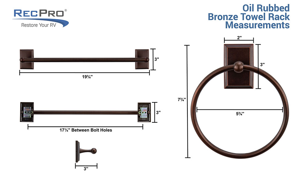 RecPro RV Towel Rack Oil Rubbed Bronze and Small Hand Towel