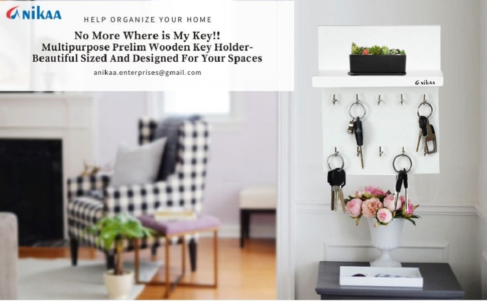 Anikaa Aldo Engineered Wood Key Holder Stand Wall Hooks Stand Wall