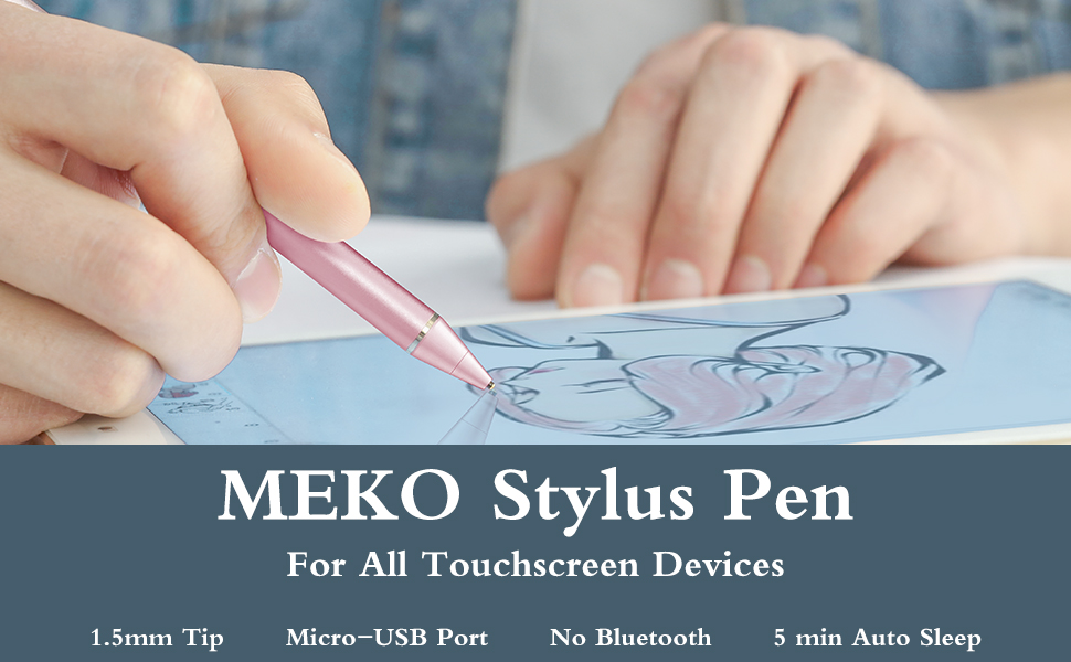 MEKO Stylus Pen for iPad, Capacitive 1.5mm Fine Point Rechargeable Digital Pencil Compatible