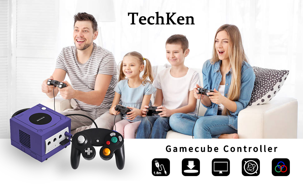 TechKen Controller für Gamecube Wii Wired Game Controller Joypad Dual
