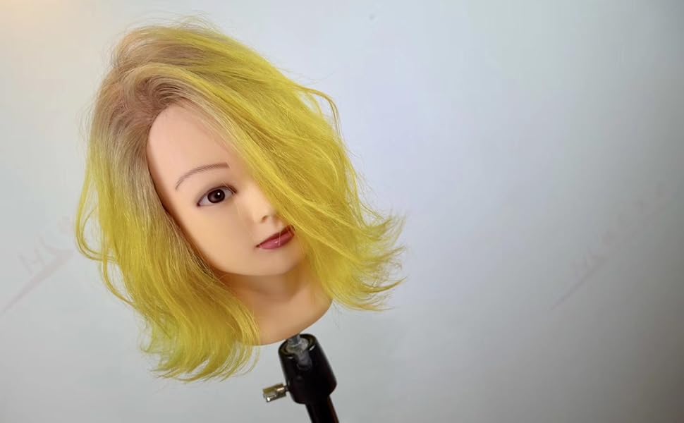 18 Inches Charming Tête De Femme à Coiffer Pour Apprentissage De La Coiffure Avec Vis De Serrage 100 Cheveux Humains Brun Foncé N4