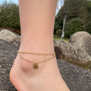 Four Leaf Clover Gold Plated Layered Anklets