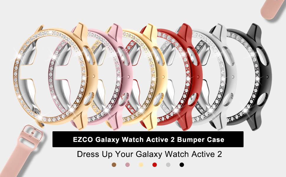 Amazon Com Ezco Bling Bumper Case Compatible With Samsung Galaxy Watch Active 2 40mm 44mm Sparkled Rhinestones Pc Plated Protector Cover Frame For Galaxy Active 2 Smart Watch Not For Active 1