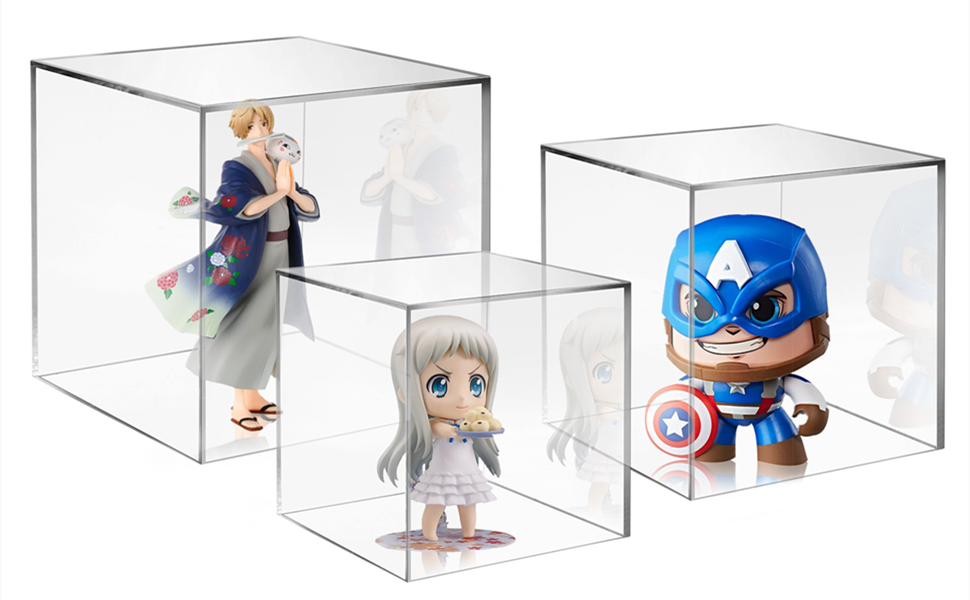 Cliselda 3pc Acrylic Display Boxes, 3x3x3 & 4x4x4 & 5x5x5