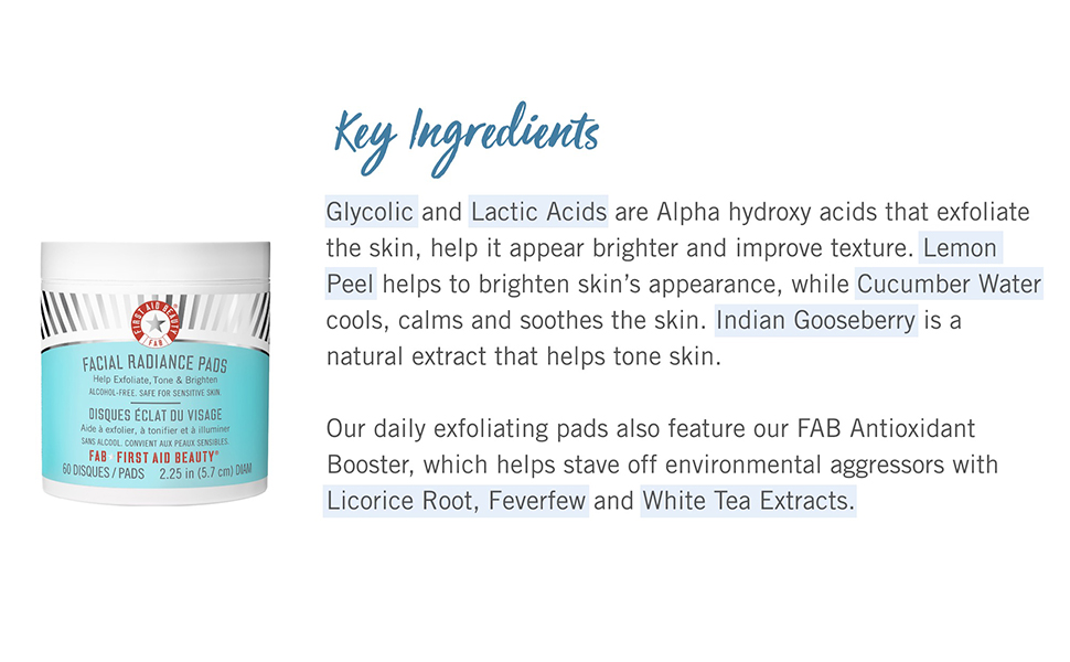 First Aid Beauty Facial Radiance Pads, Exfoliating Pads with AHA, 60