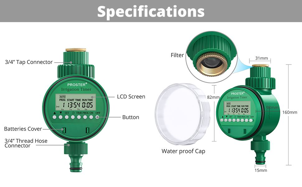 Proster Water Timer 3/4" 19mm Thread automatic Irrigation Timer with
