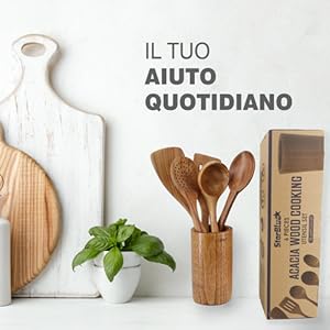 Usa gli utensili in legno di StarBlue per cucinare con facilità