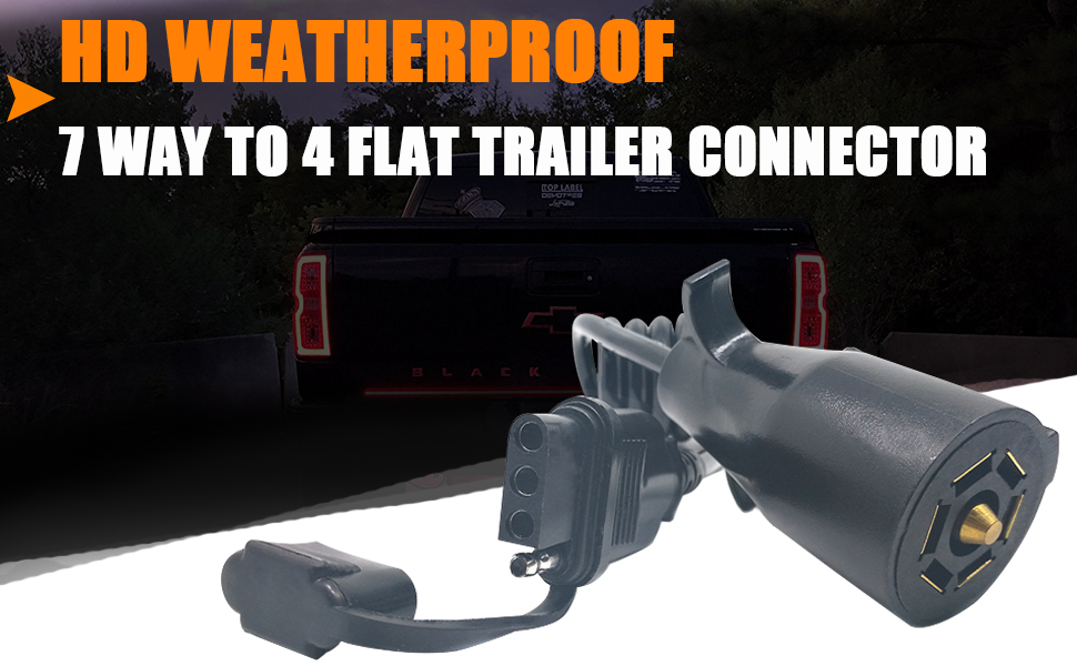 CARROFIX RV Blade 7 Way Round to 4 Way Flat Coiled Wiring Cable Trailer