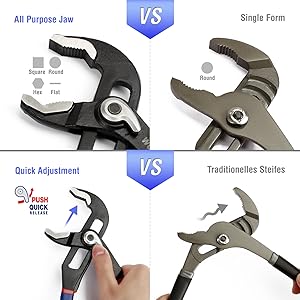 WORKPRO Pince Multiprise Réglable Serrage Rapide Jeu De 2 Pièces 200 Et 250 Mm 15 1