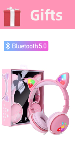 Wireless Headphones Cat Ear LED Light Up BluetoothMicrophone for Online Distant Learning