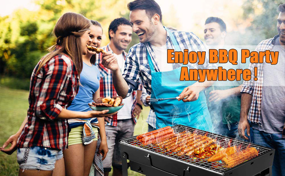 Amazon Com Uttora Barbecue Grill Charcoal Grill Portable Folding Bbq Grill Barbecue Desk Tabletop Outdoor Stainless Steel Smoker Bbq For Picnic Garden Terrace Camping Travel 15 35 X11 41 X2 95 Home Improvement