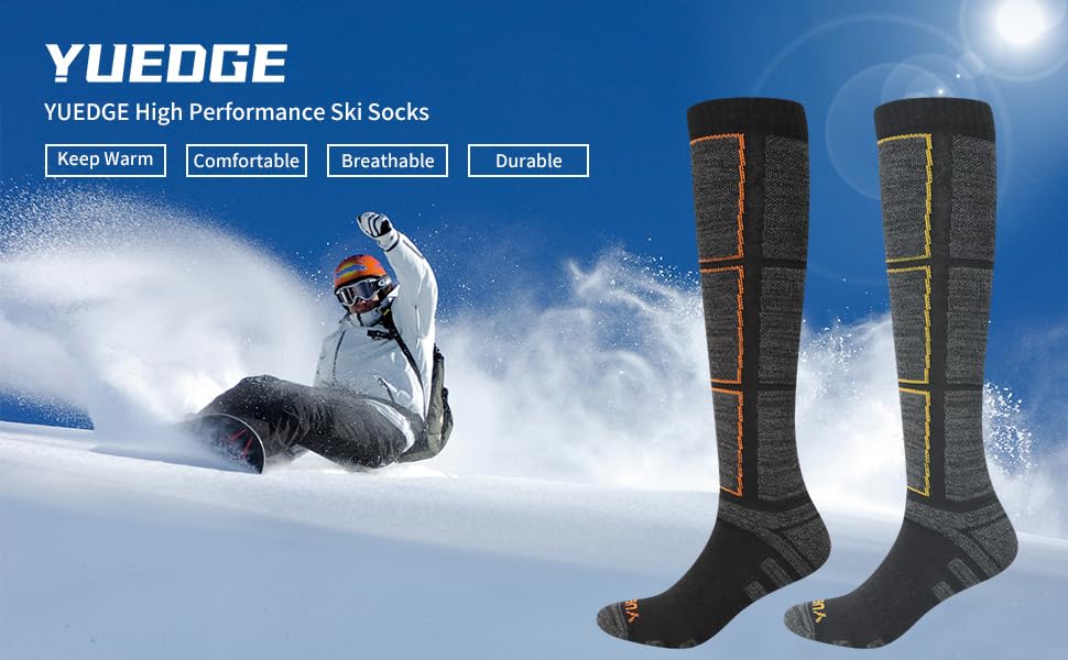 YUEDGE Cotton Performance Ski Snowboard Socks Thick Warm Thermal
