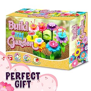 Flower Garden Building Toys for Girls - STEM Toy Gardening Pretend Gift for Kids - Stacking Game
