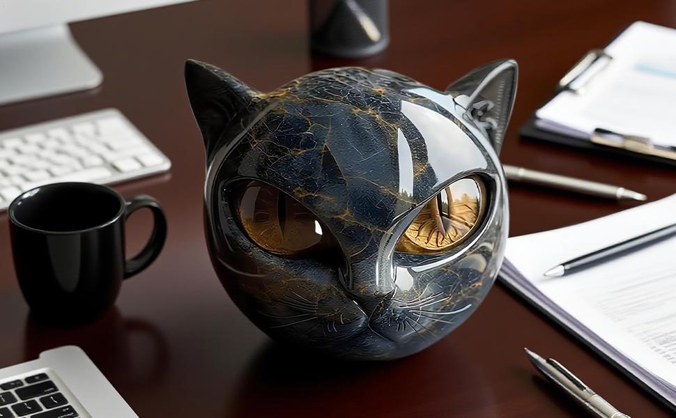 Amazon.co.jp: 高級黒猫の石彫刻、エレガントな猫の樹脂彫刻