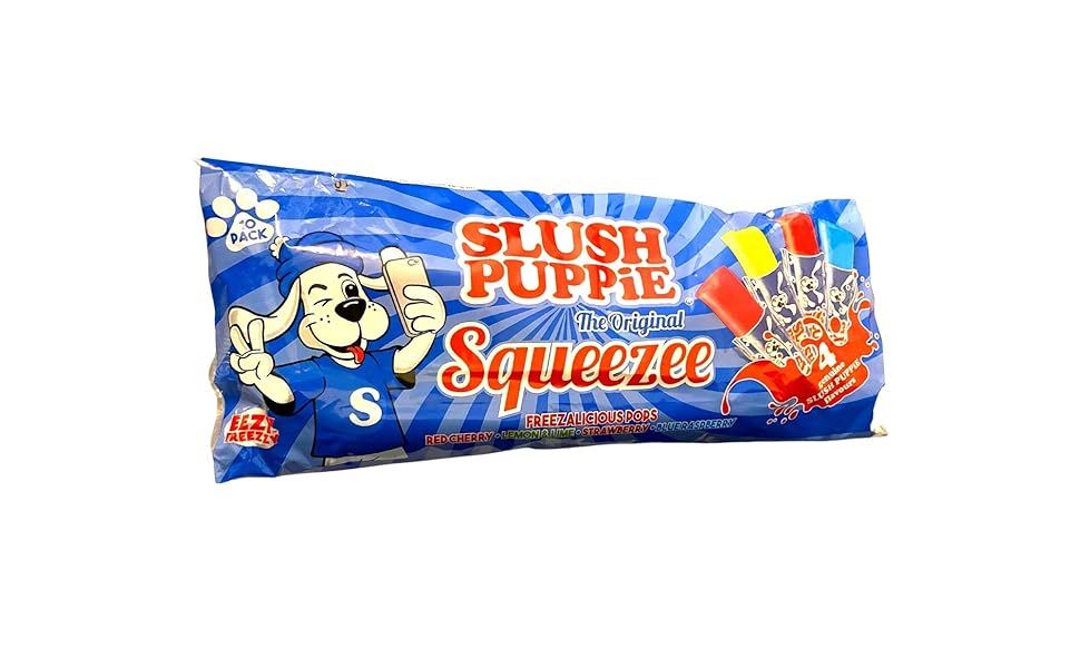 Slush Puppie Freeze Pop The Original Squeeze Freezalicious Ice Pop Lolly Red Cherry Lemon Lime Strawberry And Blue Raspberry Ice Lollies 15 X 10 X 60 Msl Vegetarian Vegan And Gluten Free