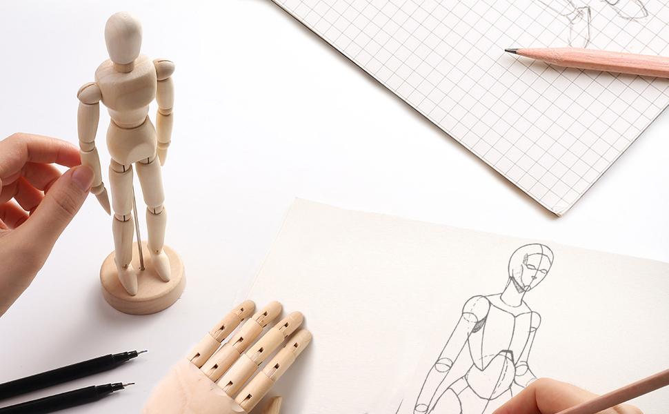 Larcele Wooden Drawing Model Human Left Hand Model MSMX02 (26cm