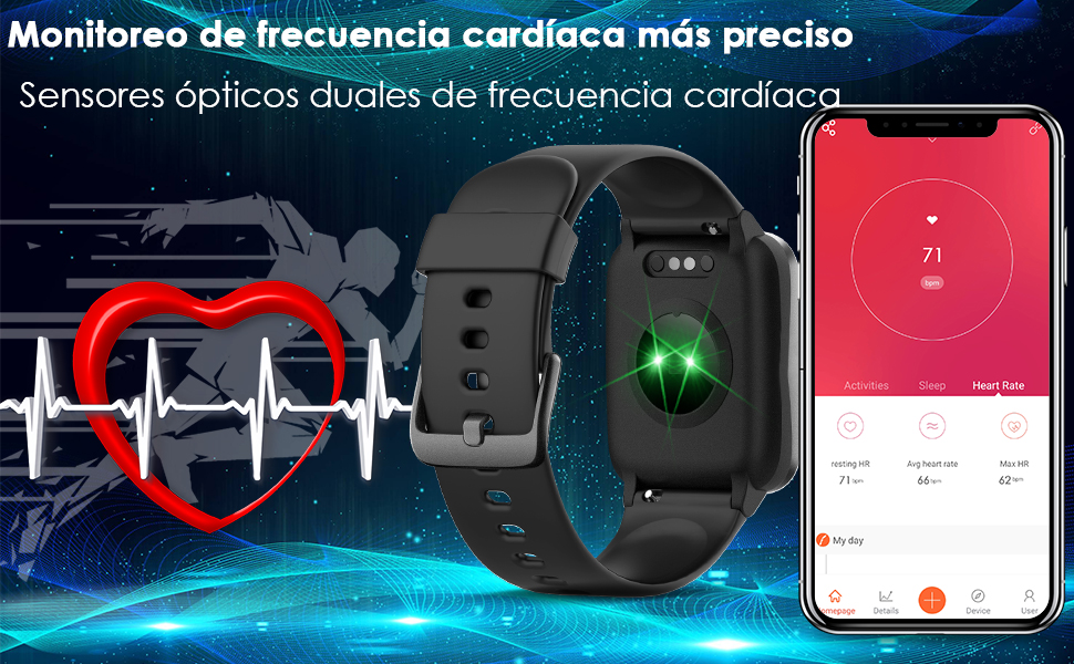 CHEREEKI Smartwatch Reloj Inteligente, Impermeable IP68 Pulsera ...