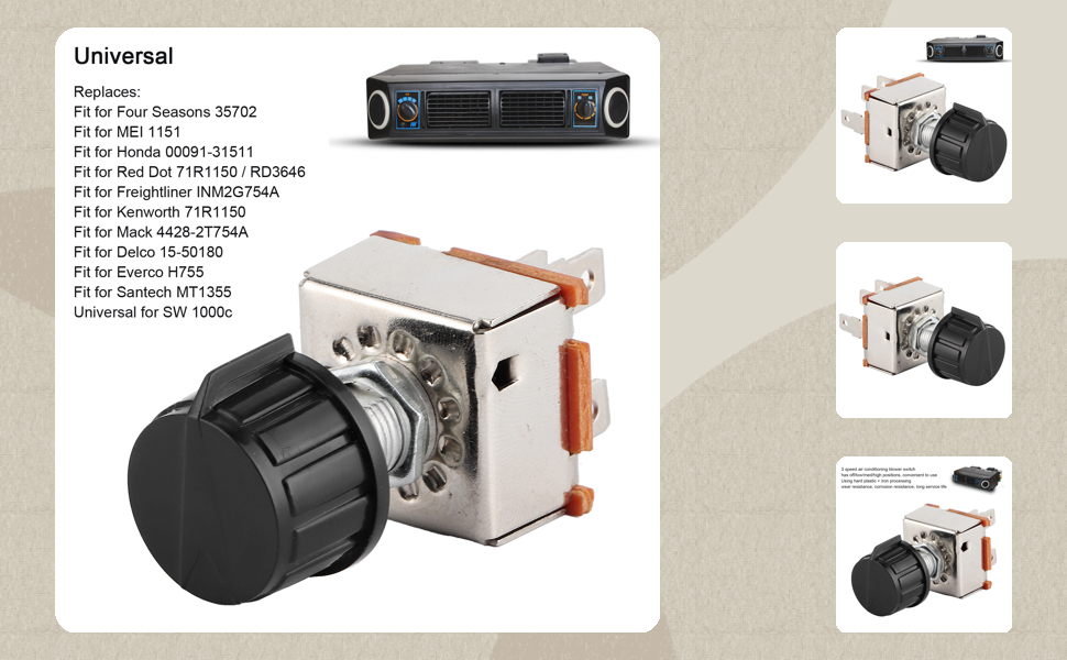 Rotary AC AIR Conditioning 3 Speed Blower Switch, Car Fan Switch Fan