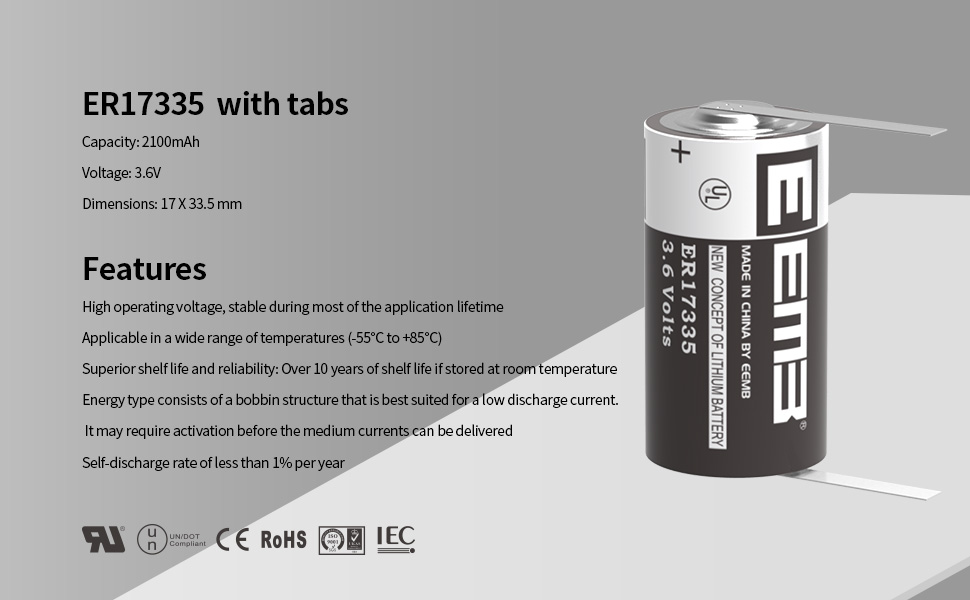 Amazon.com: EEMB 10X ER17335 Batería de litio no recargable de 3.6 V ...