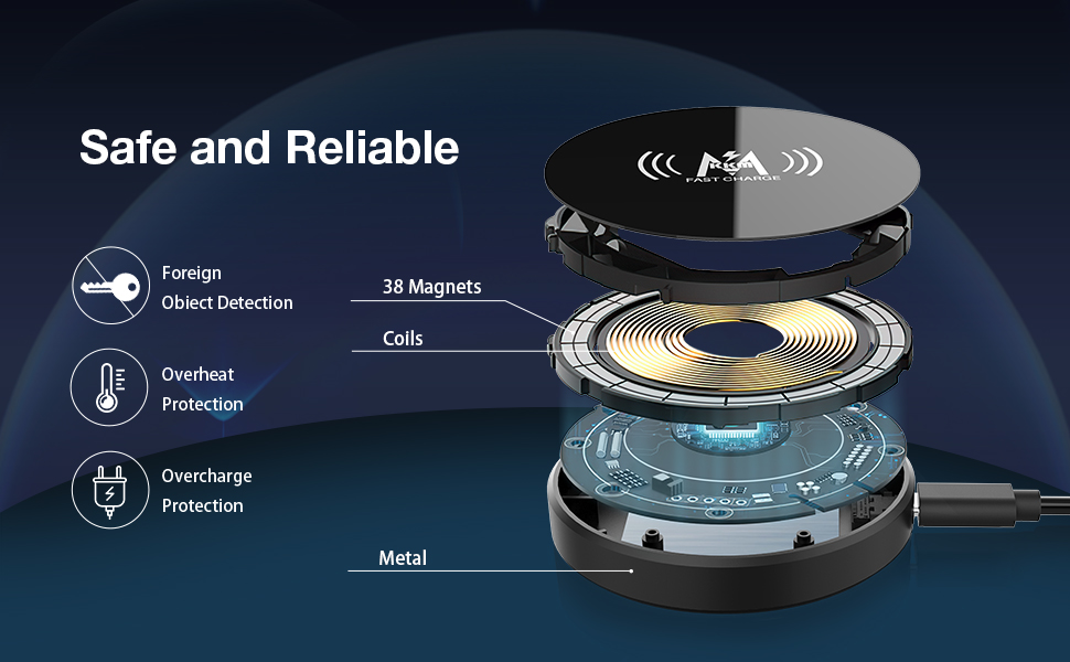 KKM Wireless Charger, Compatible with MagSafe Charger/iPhone