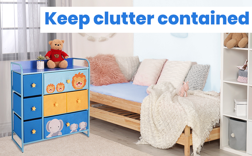 Keep clutter contained with our kids drawer dresser