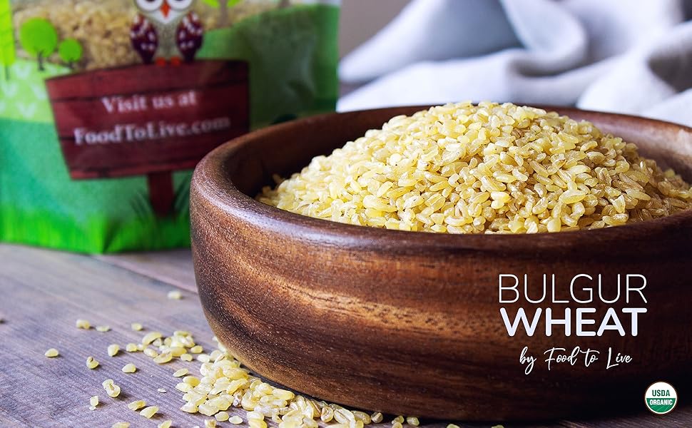 Organic Bulgur Wheat, 1 Pound NonGMO Whole Grain, Vegan Parboiled