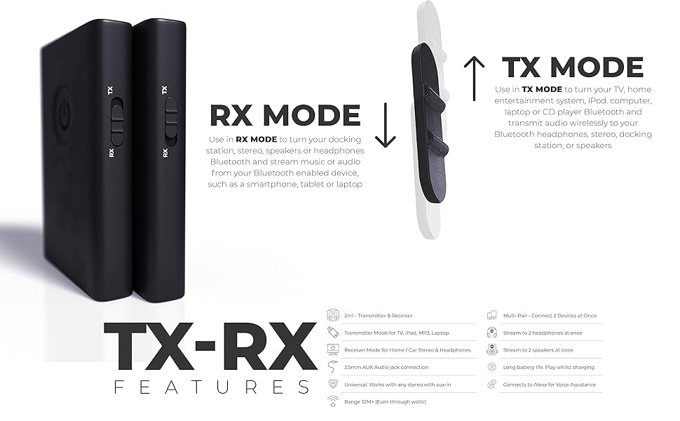 LAYEN Bluetooth Transmitter Receiver 3.5mm 2in1 AUX Wireless Audio