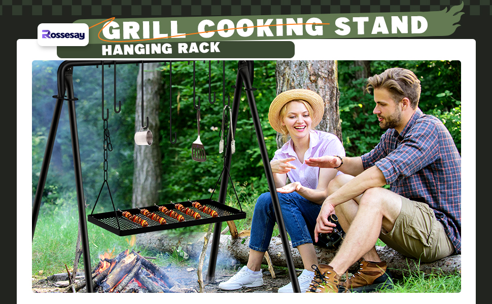 Amazon.com : Rossesay Campfire Swing Grill Stand Adjustable