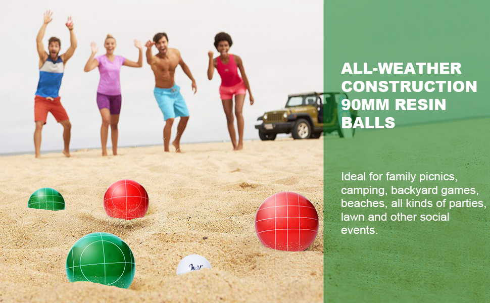 VSSAL Bocce Ball Set 90mm for Backyard Lawn Beach Outdoor