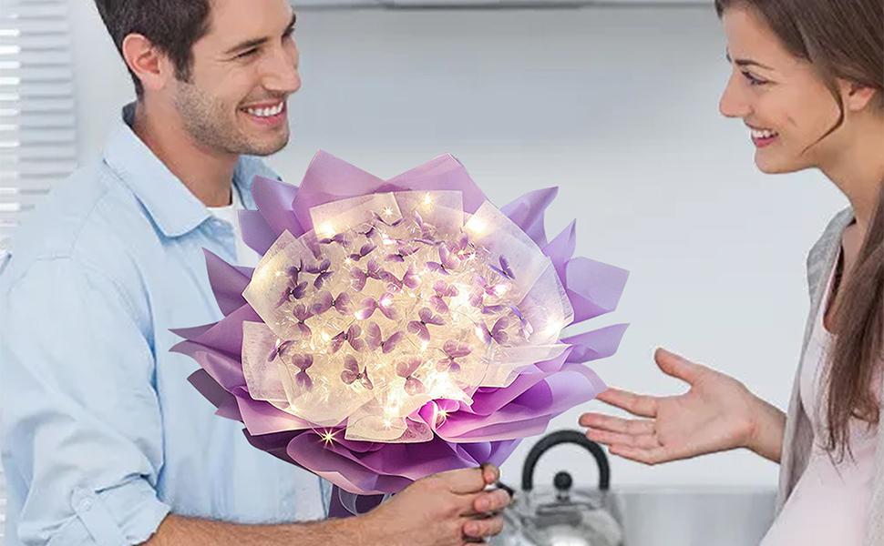 布花　セット Amazon｜Mechesa 蝶の花の花束、 花束キット | 造花フェイク