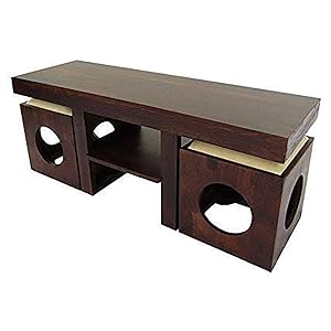 wooden centre coffee table with stool office solid sheesham wood furniture teapoy tea tables SPN-JGS