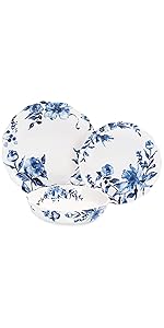 Amazon.com | Bico Watercolor Blue Flower Scalloped Ceramic