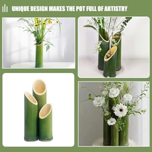 Amazon.co.jp: ORFOFE 3個 竹 花瓶 竹 花 ポット 小 竹 植物