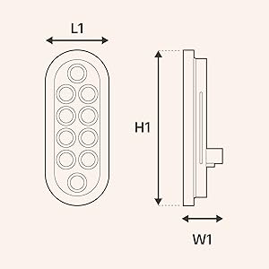 4pc 6" 10-LED Oval Tail Light Combo Kit Size Drawing